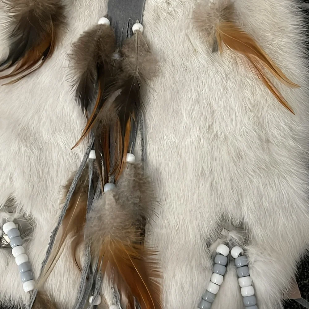 Handmade Dream Catcher Western home Decor Native American Leather Fur Feather